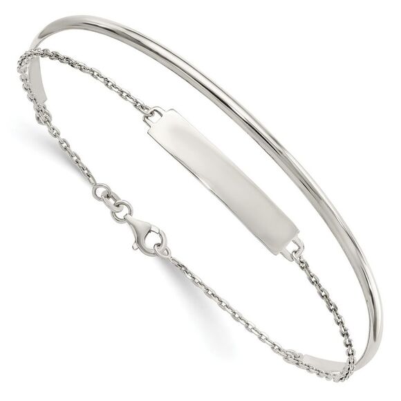 Kazi Luxury Sterling Silver Polished ID Bangle